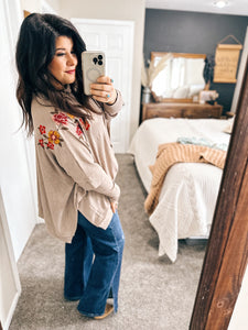 Savannah Jane Taupe Knit Poncho Top