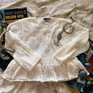 Davi & Dani Crochet Peplum Top