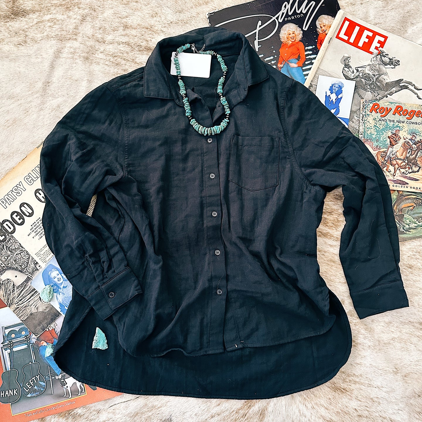 Aemi + Co Black Button Down