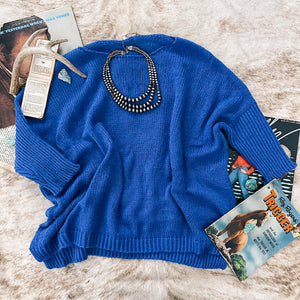 Easel Royal Blue Dolman Sweater