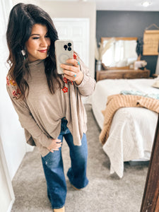 Savannah Jane Taupe Knit Poncho Top