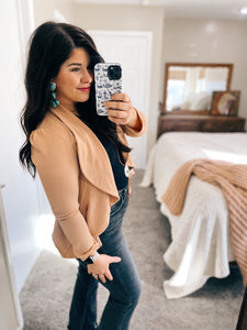 Curvy Khaki Fitted Blazer