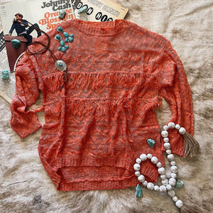 And The Why Coral Fringe Knit