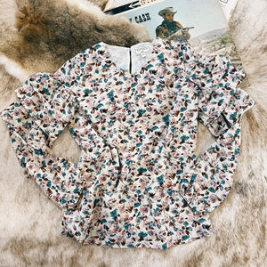 Girls Floral Ruffle Long Sleeve (L)