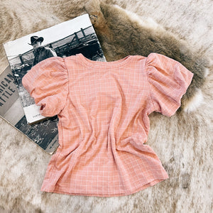 Girls Peach French Terry Bubble Sleeve