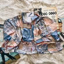 Load image into Gallery viewer, Blue B Paisley Patchwork Crop Button Down
