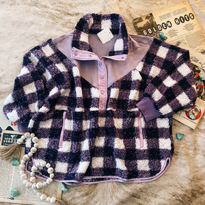 Davi & Dani Royal Purple Plaid Pullover