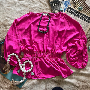 Oddi Fuchsia Boat Neck Blouse