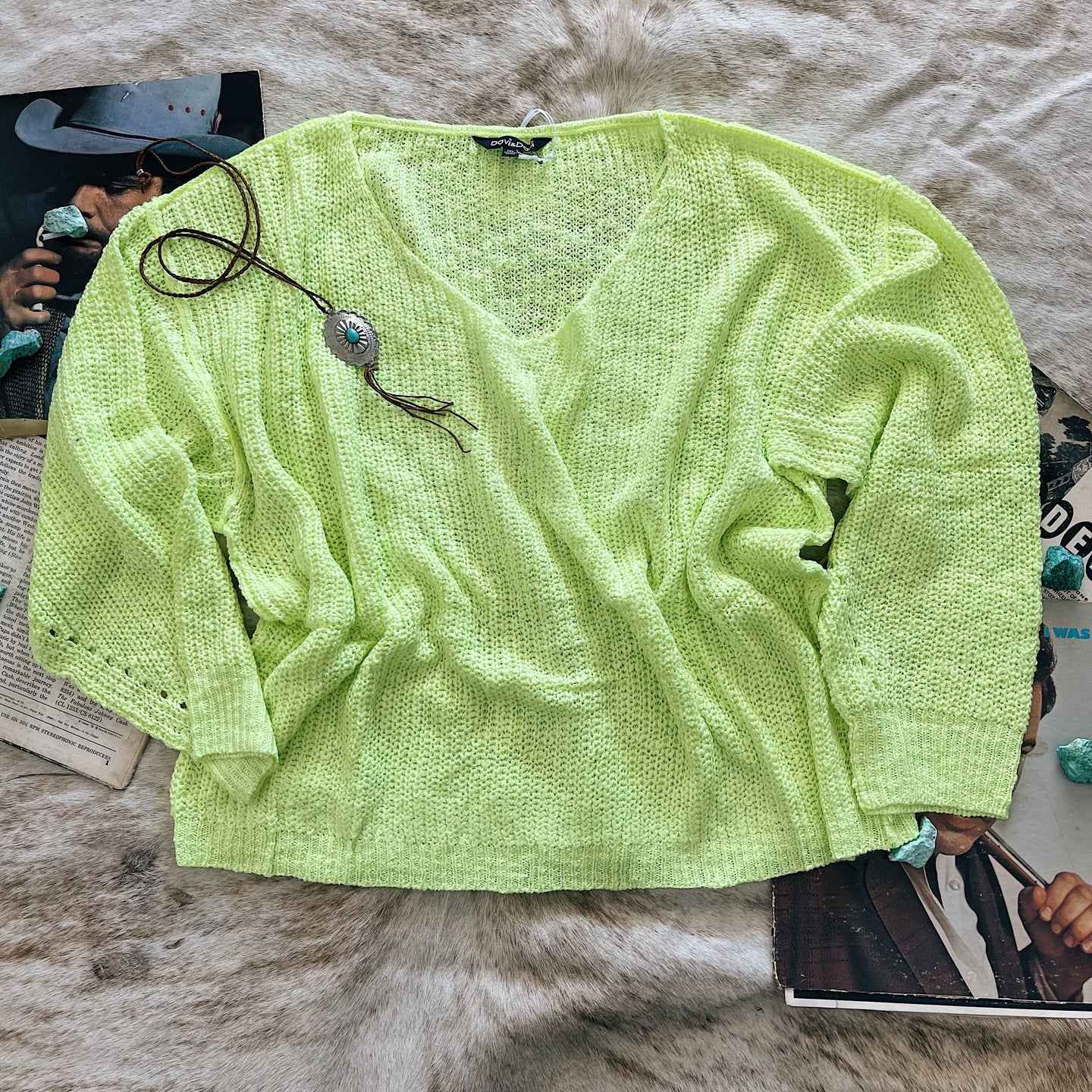 Davi & Dani Neon Lime Sweater