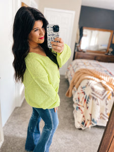 Davi & Dani Neon Lime Sweater