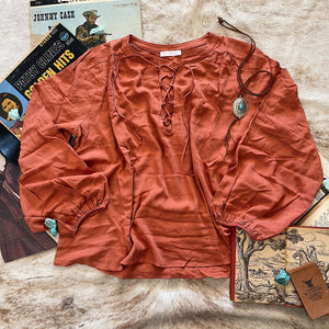 Ces Femme Tie Front Rust Blouse