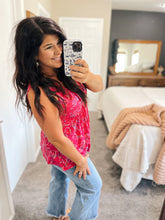 Load image into Gallery viewer, Haptics Fuchsia Paisley Babydoll Tank
