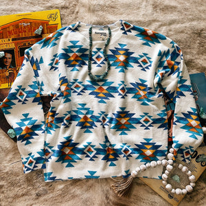 Savannah Jane Blue Aztec Sweater