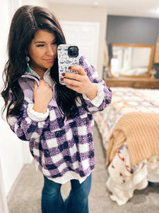 Davi & Dani Royal Purple Plaid Pullover